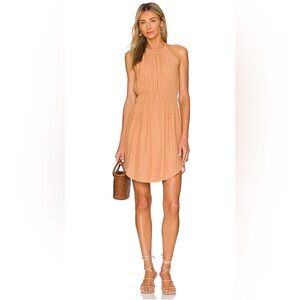1. State High Neck Sleeveless Rust Carmel Dress